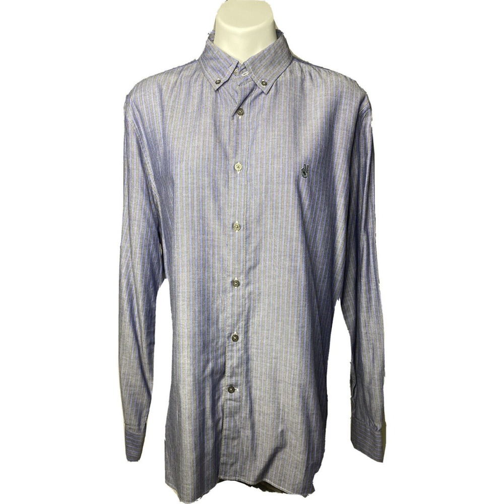 John Varvatos Shirt Mens Large Multicolor Striped Designer Coastal Preppy